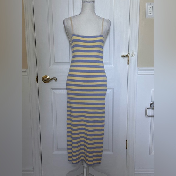 NWT ENGLISH FACTORY Knitted 2-Piece Set Cardigan & Dress Yellow & Blue Striped L - Picture 4 of 7